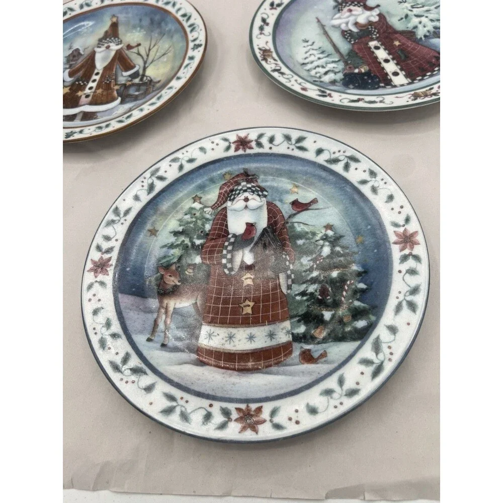 Set 3 Christmas Santa Salad Plates 8
